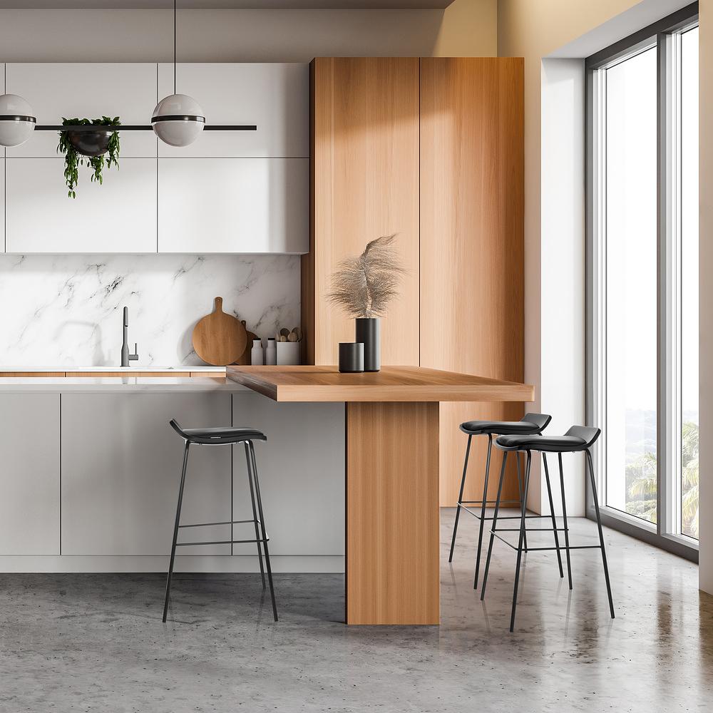 LONSO 10 Sgabello Ecopelle Metallo Nero 2