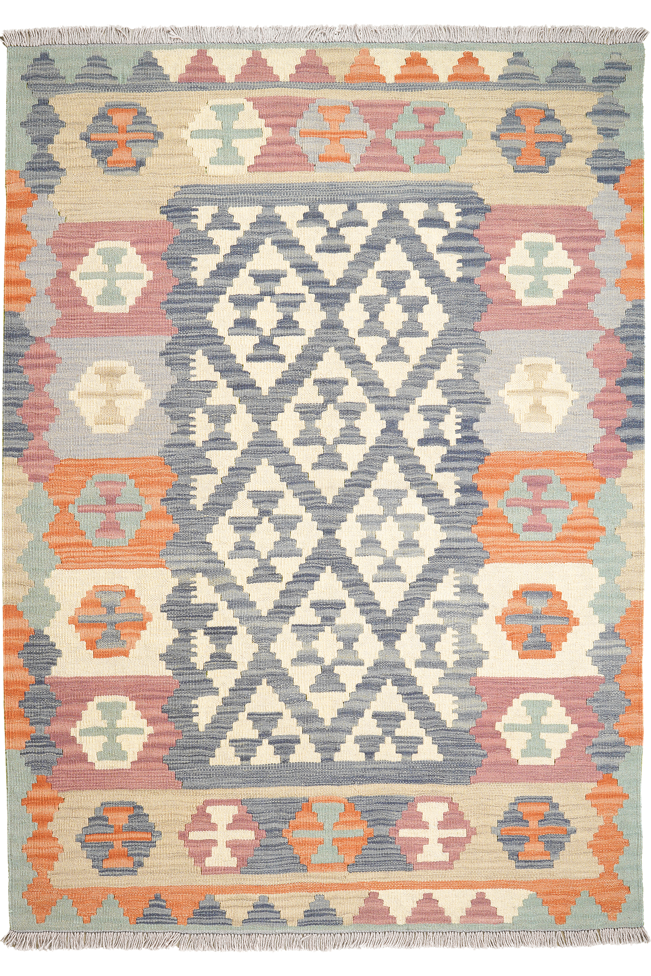 Kelim Gashgai Teppich Wolle Blau 0