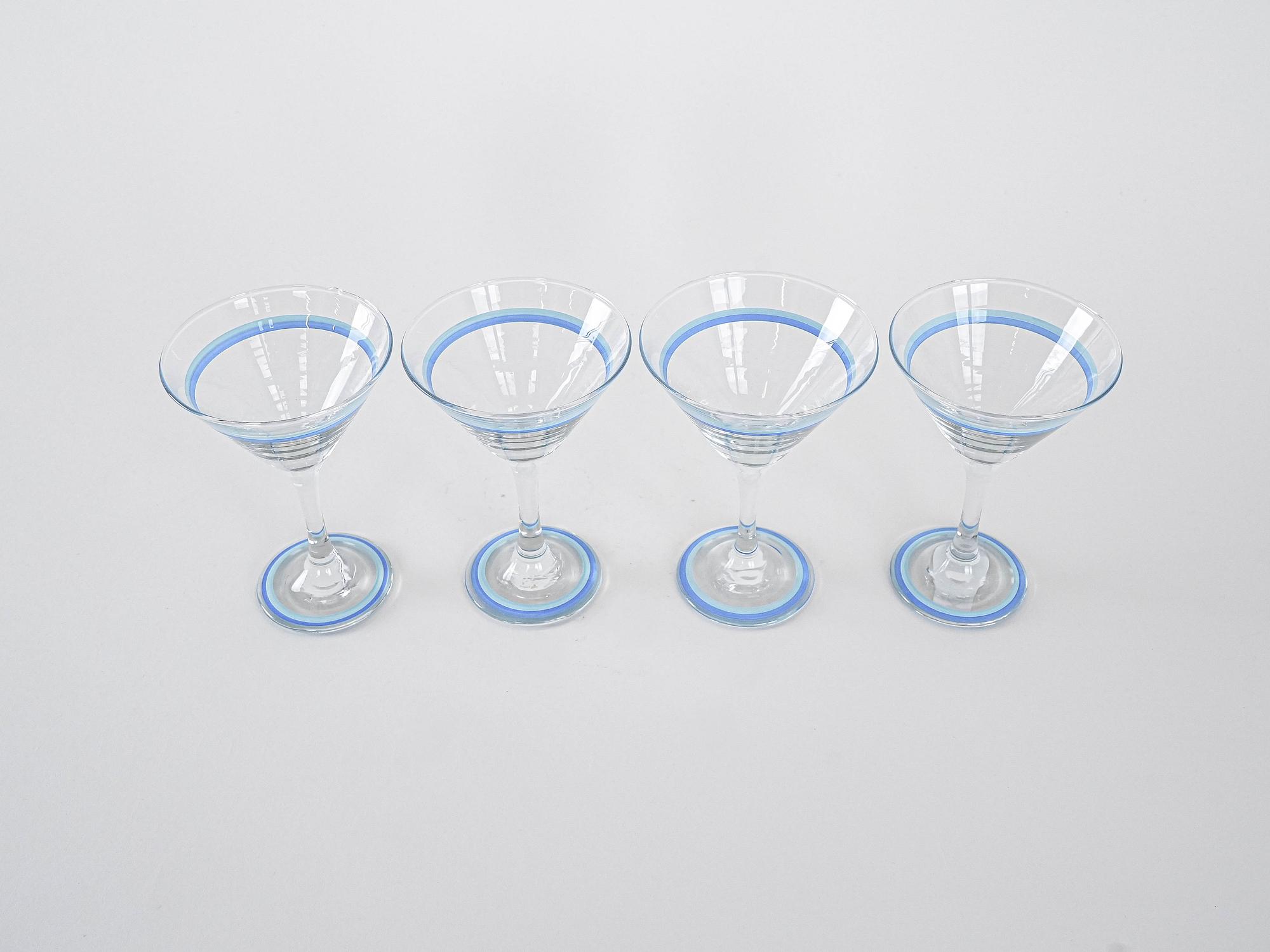 4x Martini Glasses Blue 4
