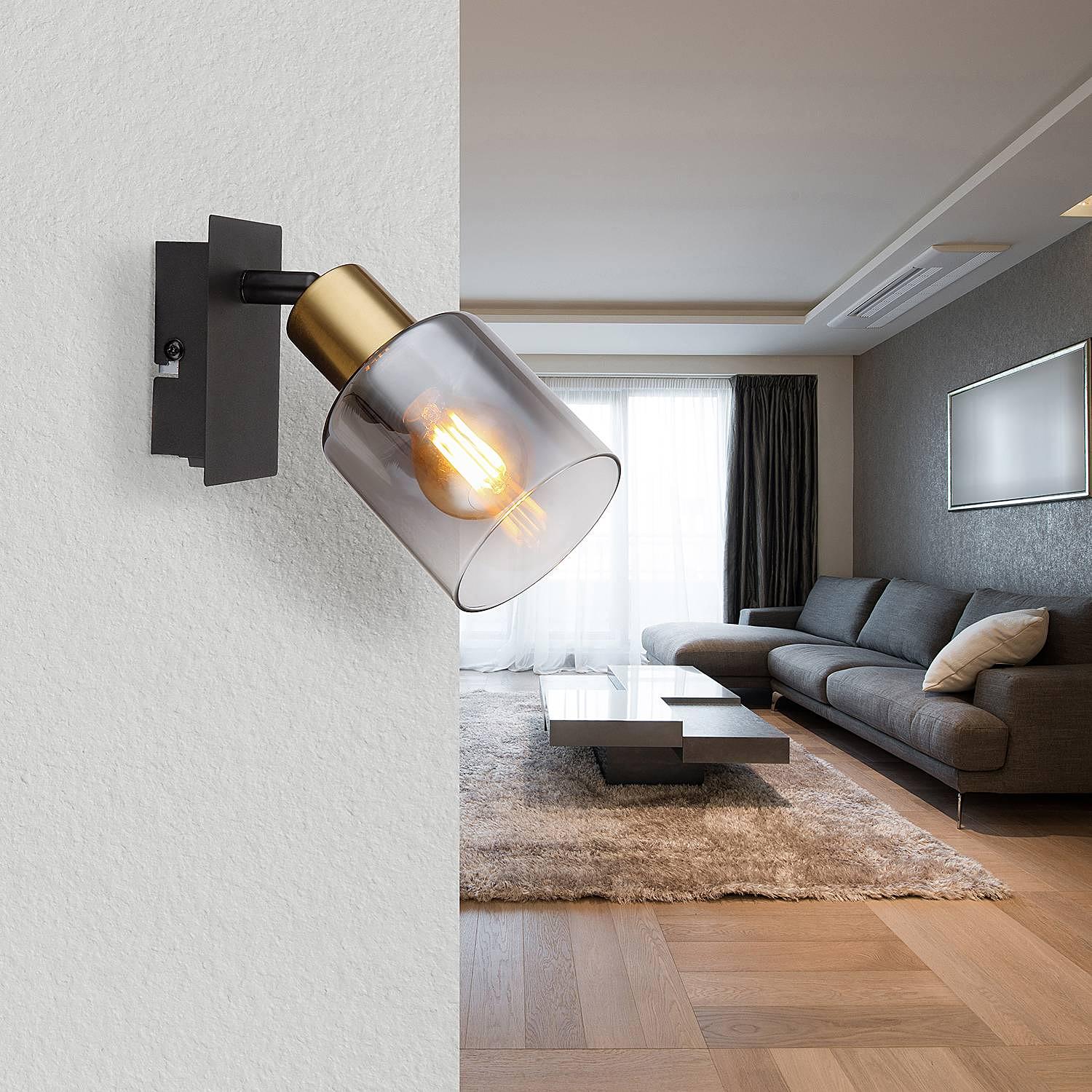 Hollsy Wall Light Colored Glass Iron Single-flame 1