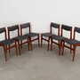 6x Chair Teak Velvet Brown 1960s 2