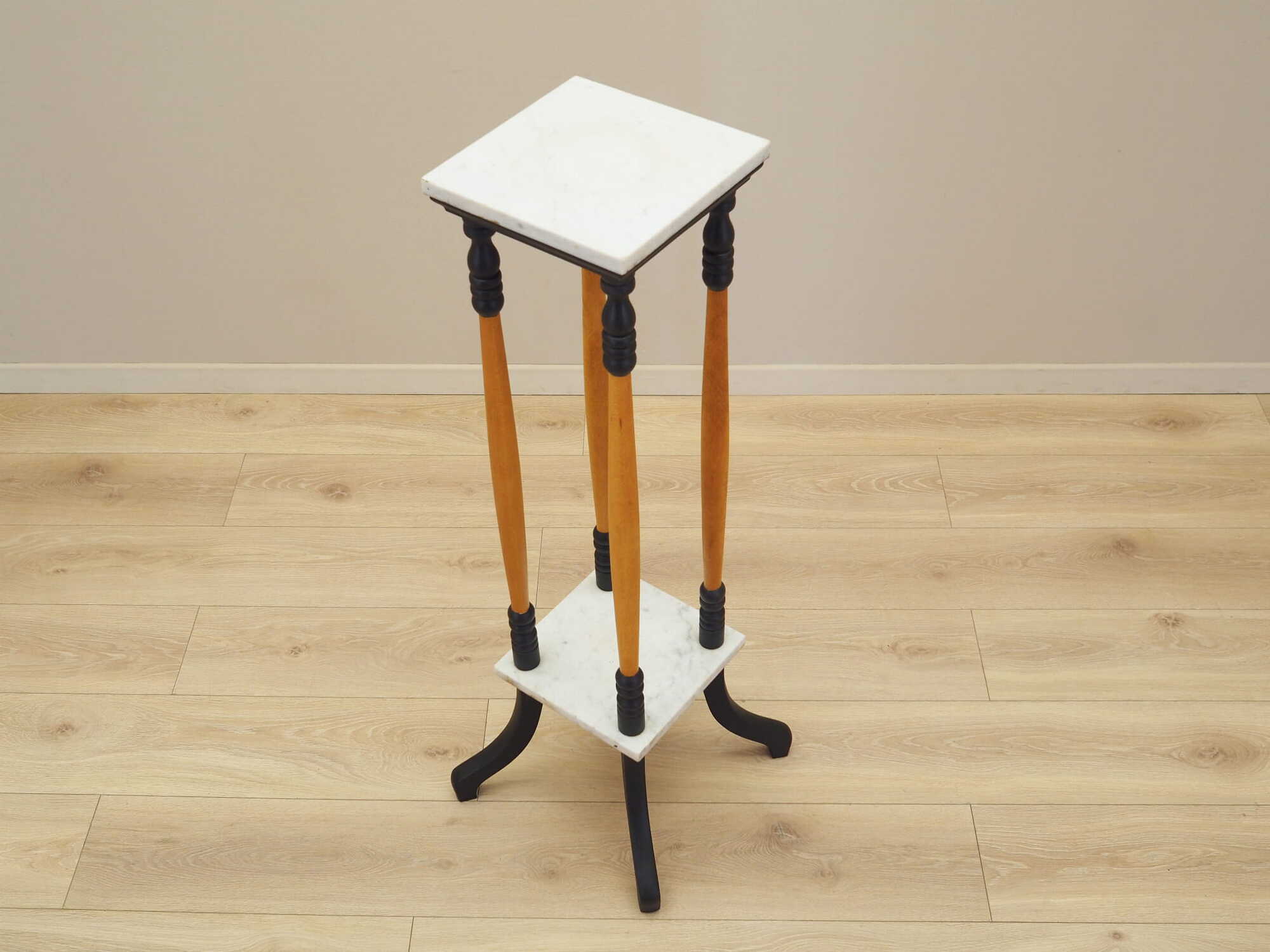 Vintage Plant Stand Wood Stone Multicolored 1970s 2