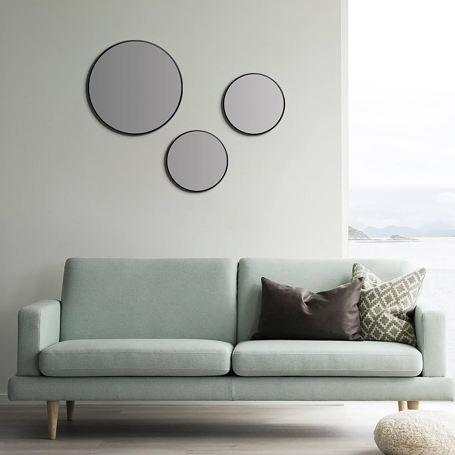Wall Mirror Picasso Round Mirror Glass Aluminum Black 25 cm 2