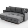 Eva Sofa Chaise Lounge Left with Pouf Grey 6