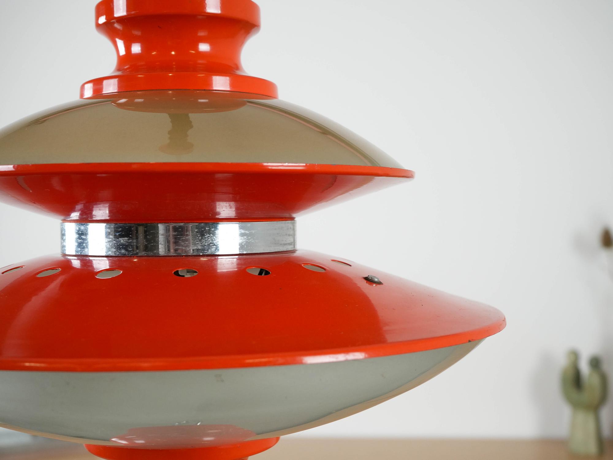 Hanging lamp Metal Orange 1970s 8