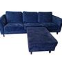 3-Sitzer Sofa mit Hocker Blau 0