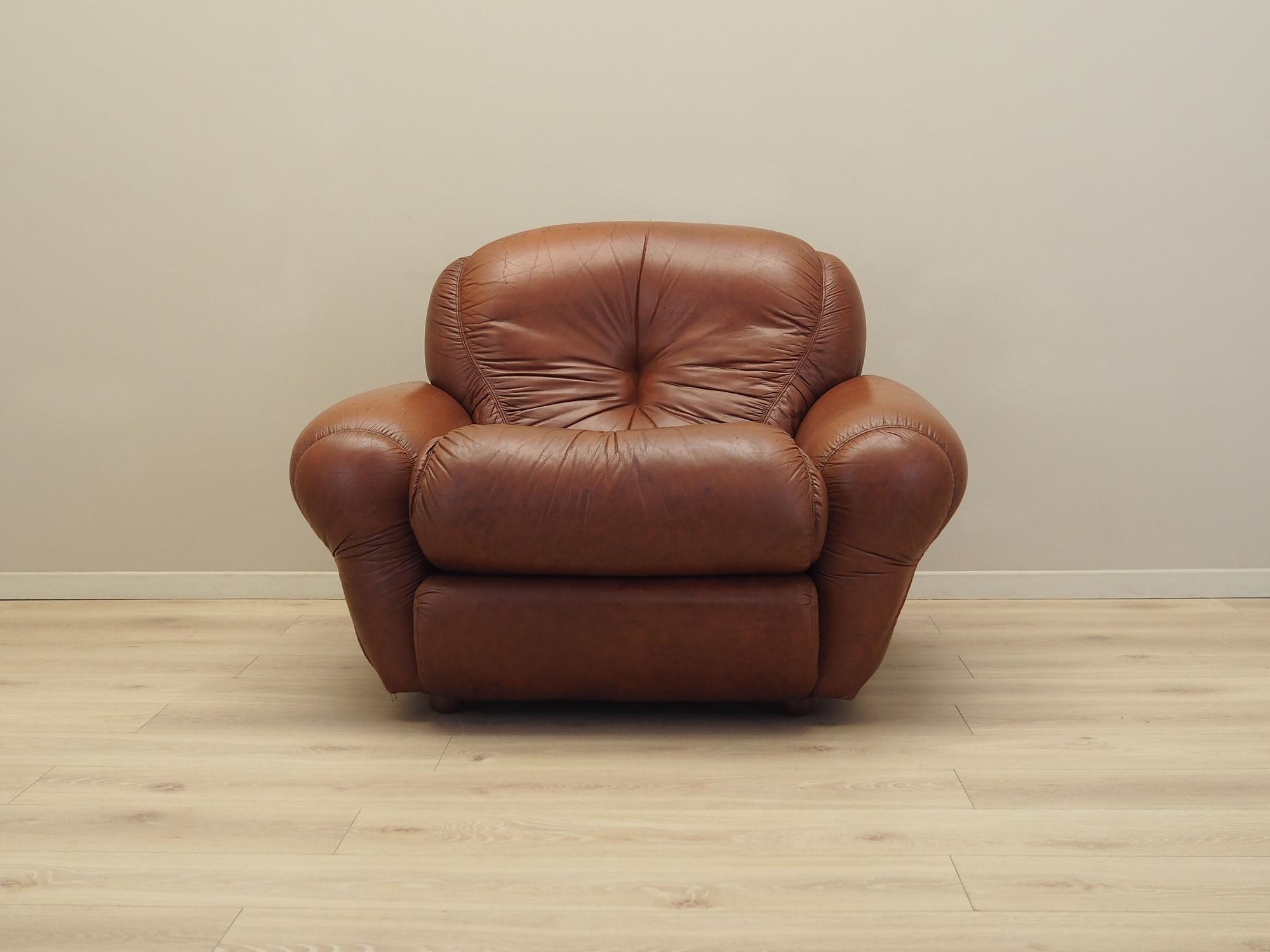 Sessel Leder Braun 1970er Jahre 2