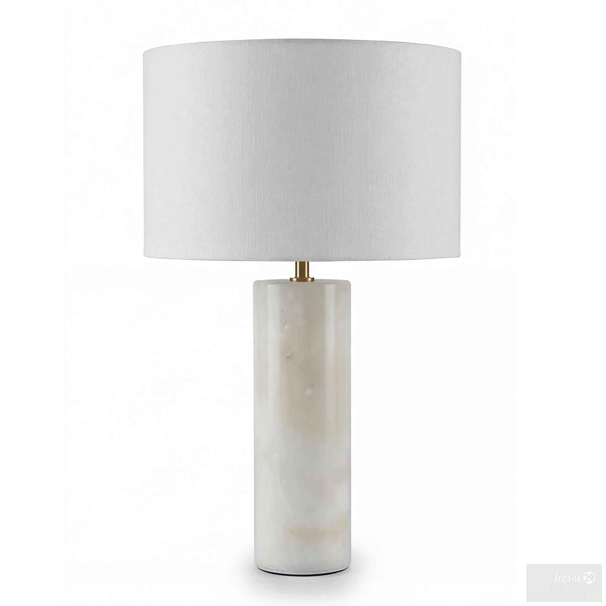 Juxo Tischleuchte mit Marmorfuß 1-flammig Leinen Marmor Weiß 4