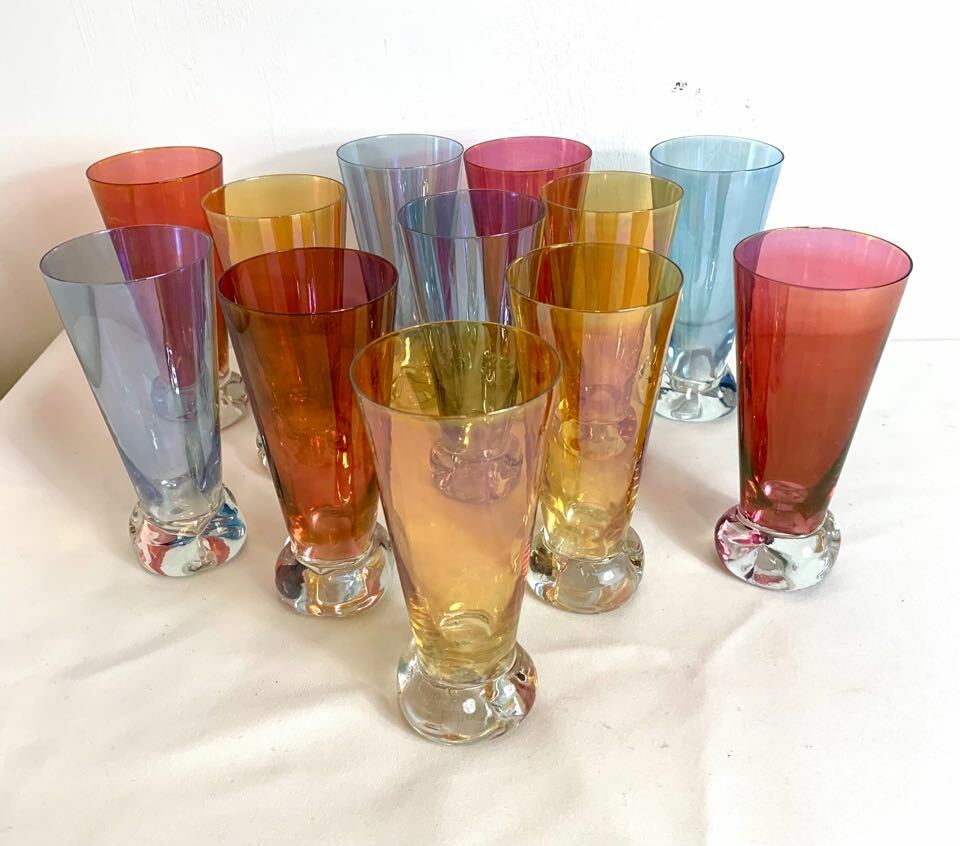 12x Vintage Glas Kristallglas Mehrfarbig 4
