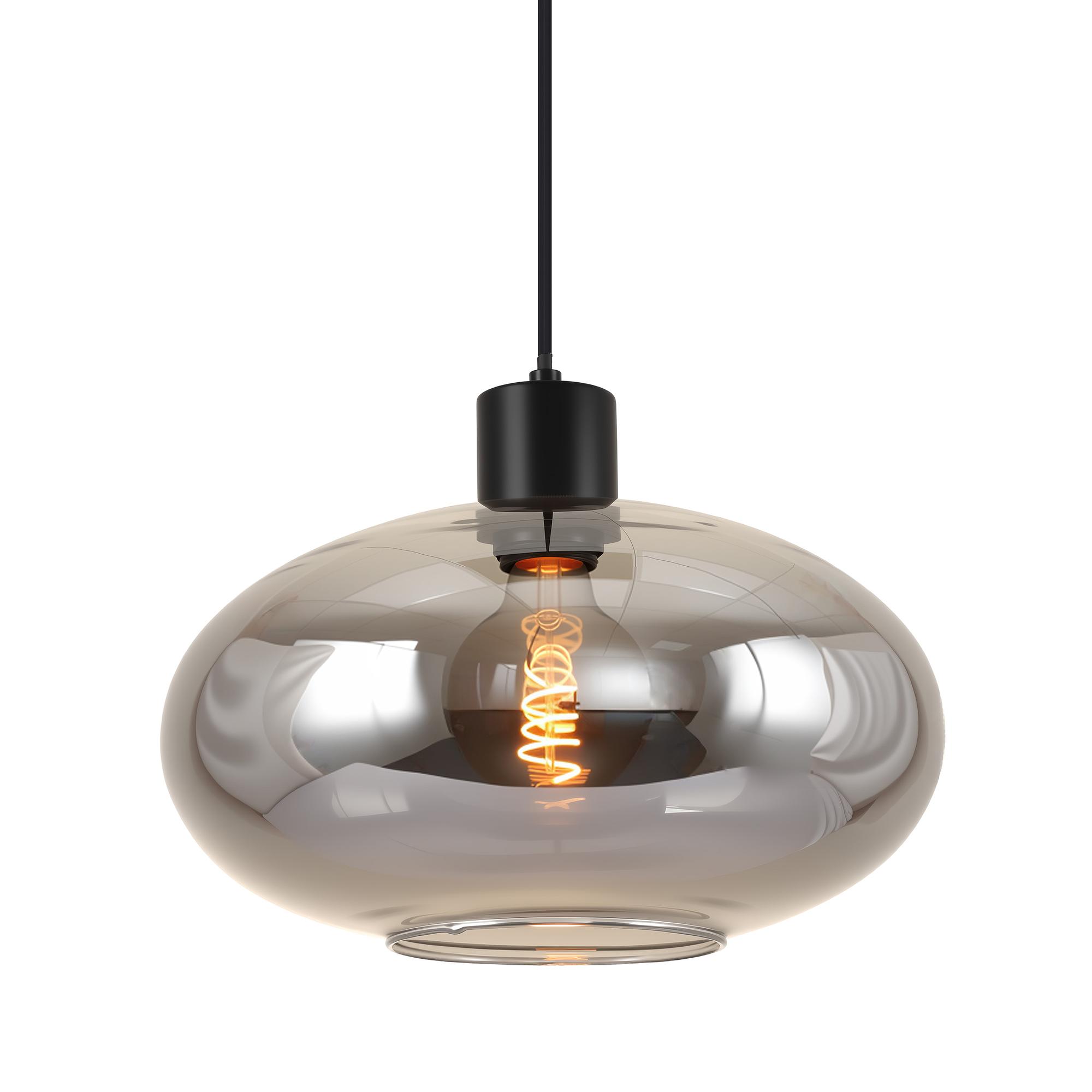 1-Light Laport Pendant Light Cast Iron Smoked Glass 3