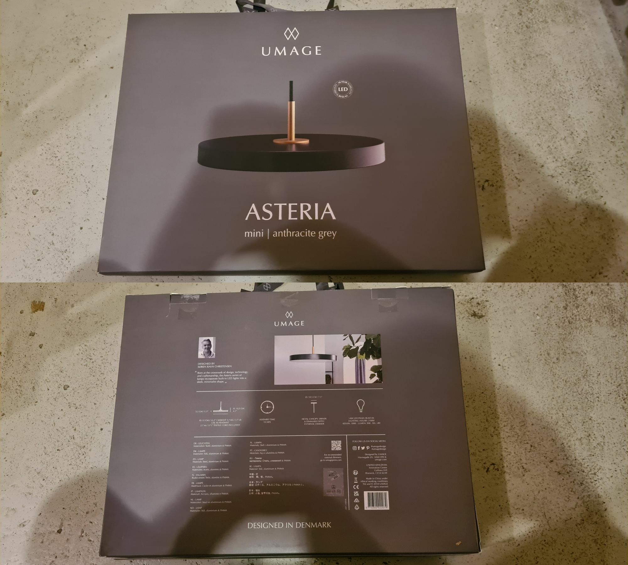 Asteria Mini Pendelleuchte Metall Grau 1