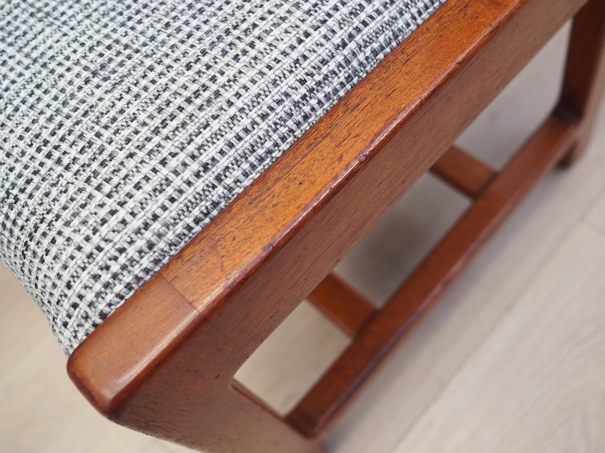 5x Vintage Stuhl Teakholz Textil Grau 1970er Jahre 13