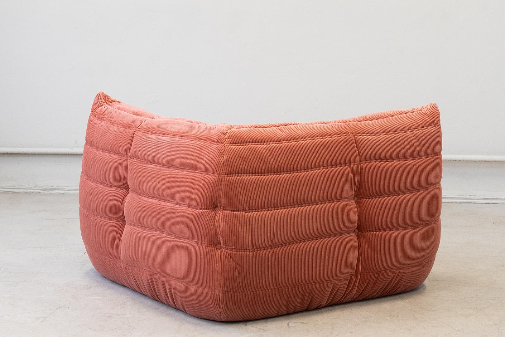 Togo Corner Sofa Cord Coral 3