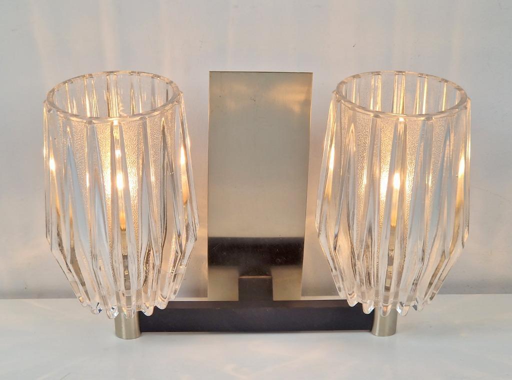 Vintage Wandlampe Glas 70er Jahre Metall 2