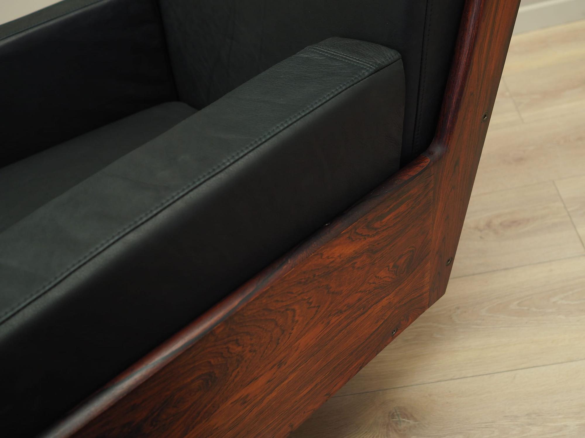 Vintage office chair leather wood black 1970s 13