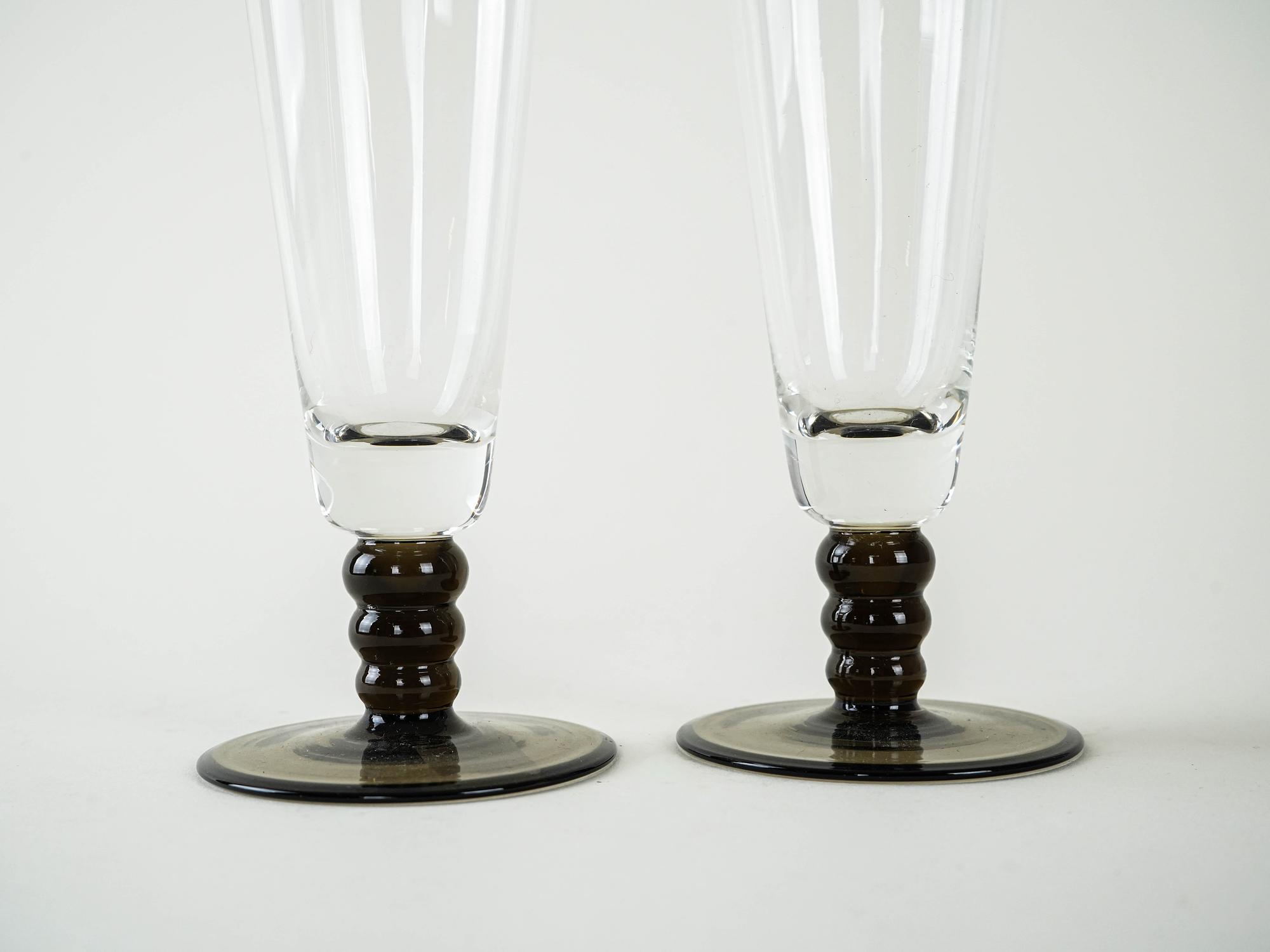 2x Champagne glasses Glass Transparent 1970s 4