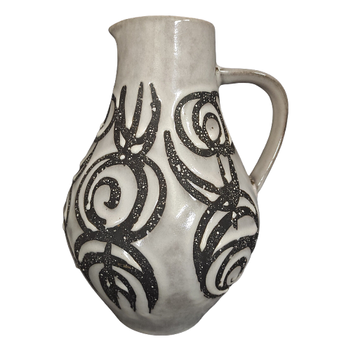 Vintage Keramik Vase Weiß Schwarz 0