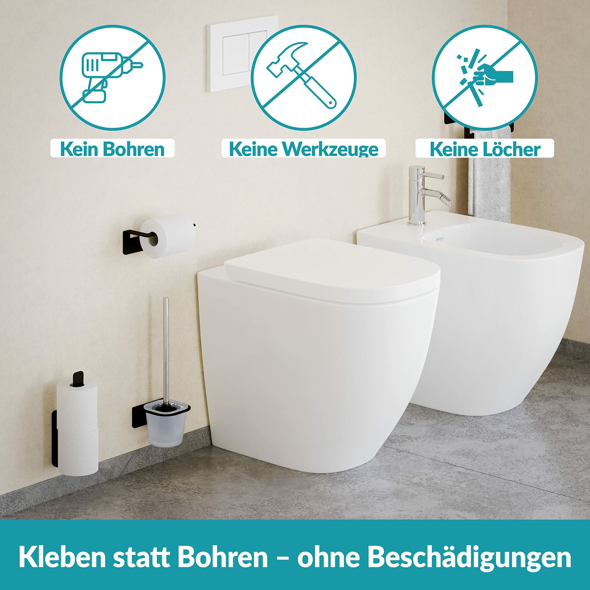 WC-Ersatzrollenhalter Edelstahl Schwarz 6