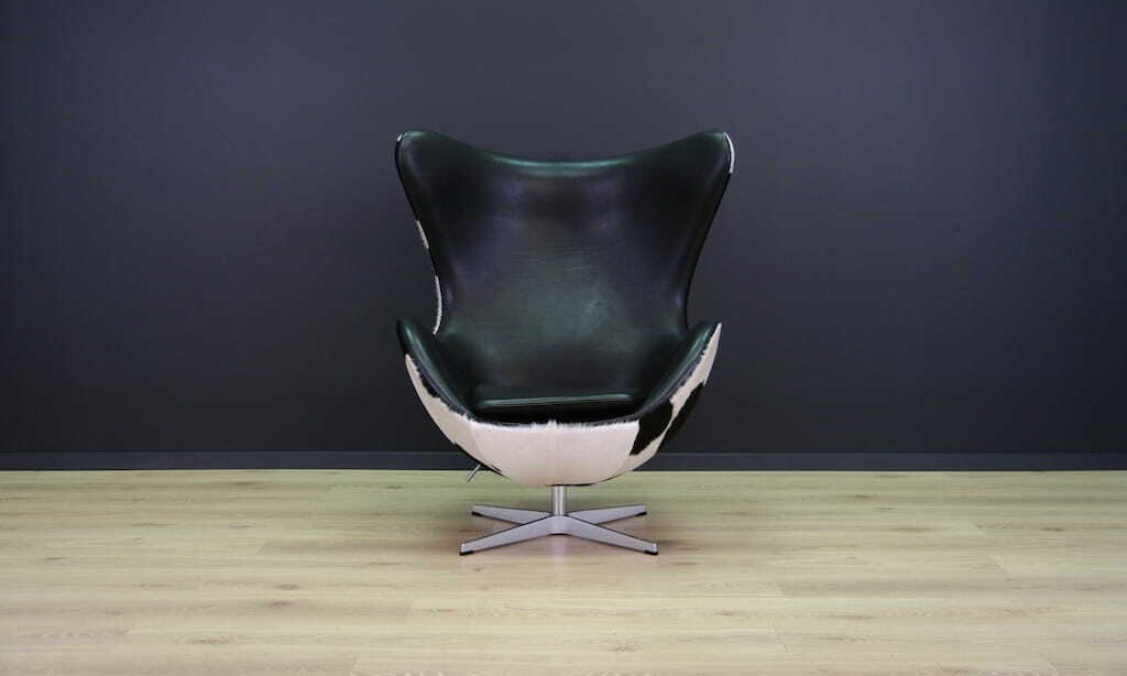 Egg Sessel Leder Arne Jacobsen Weiß Schwarz  2