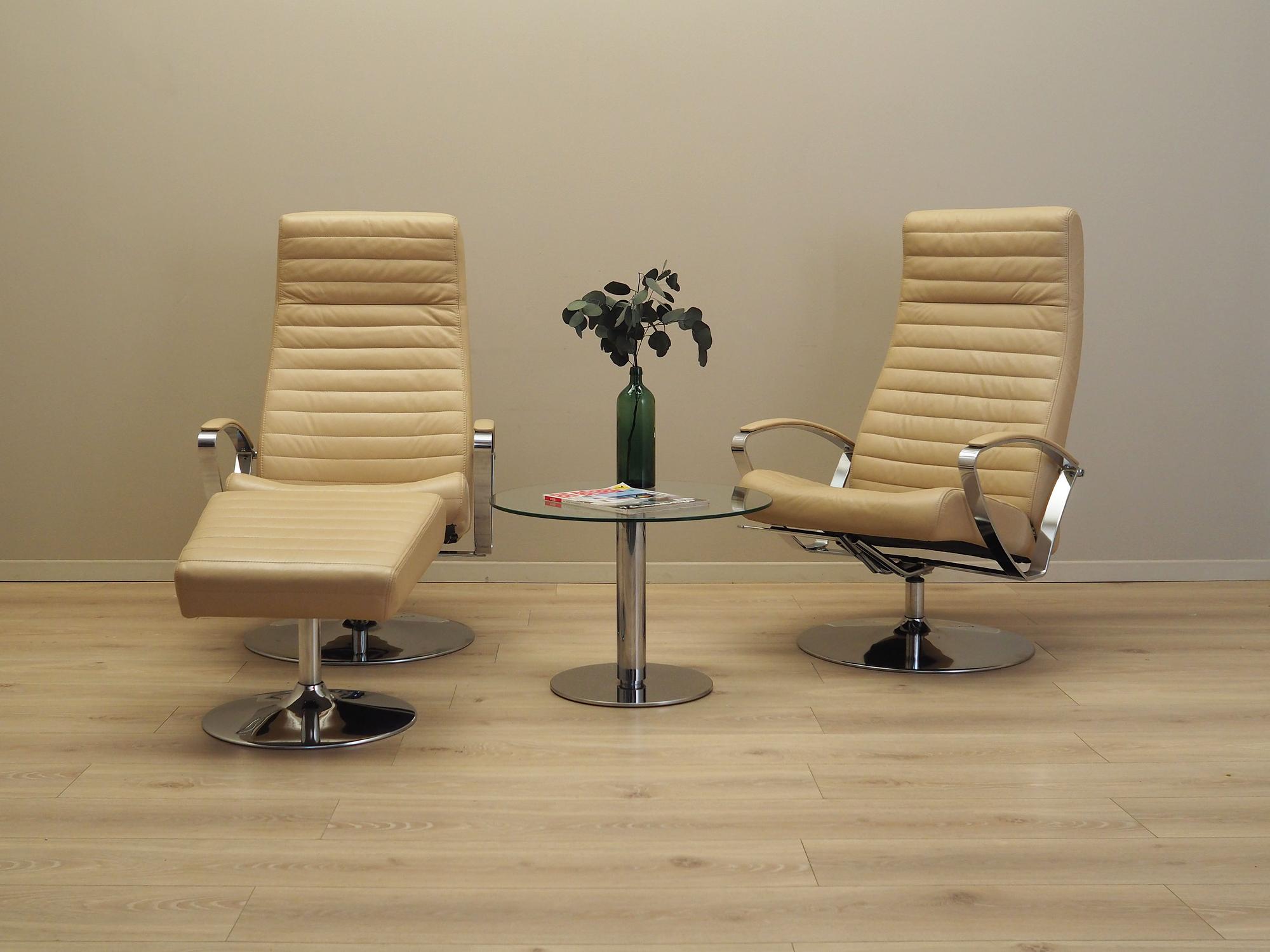 Sessel Leder Hellbraun 1970er Jahre 1