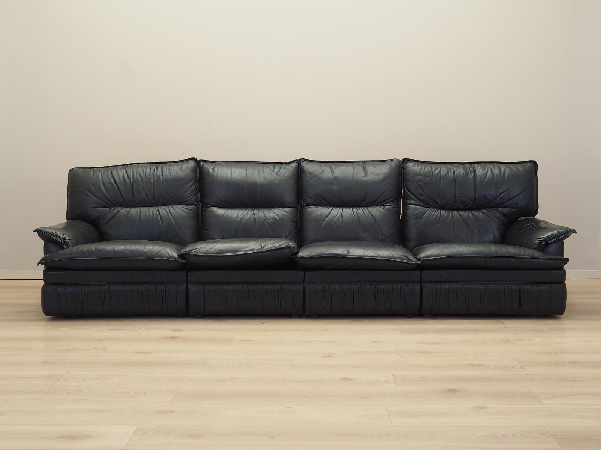 Modular sofa leather black 1960s 1