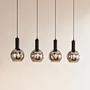 4-Light Ardeno Pendant Light Cast Iron Smoked Glass Black 1