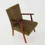 Vintage Stuhl Teakholz Textil Grün 1960er Jahre 9