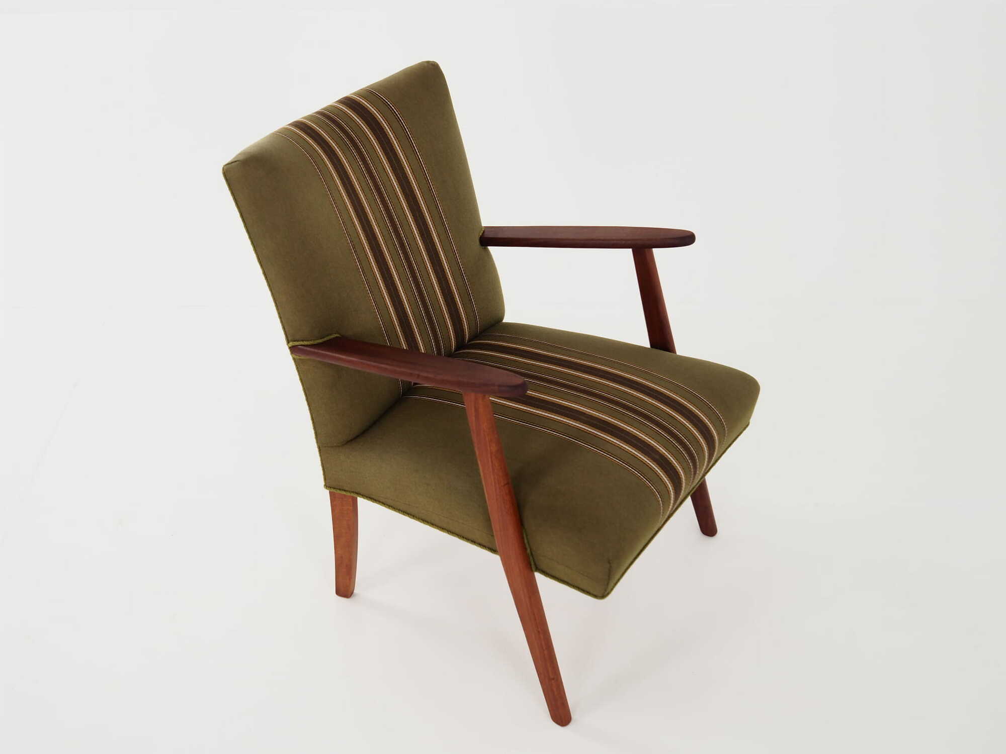 Vintage Chair Teak Wood Textile Green 1960s 9