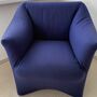 Ess Sessel mit Rollen Baumwolle Holz Blau 0