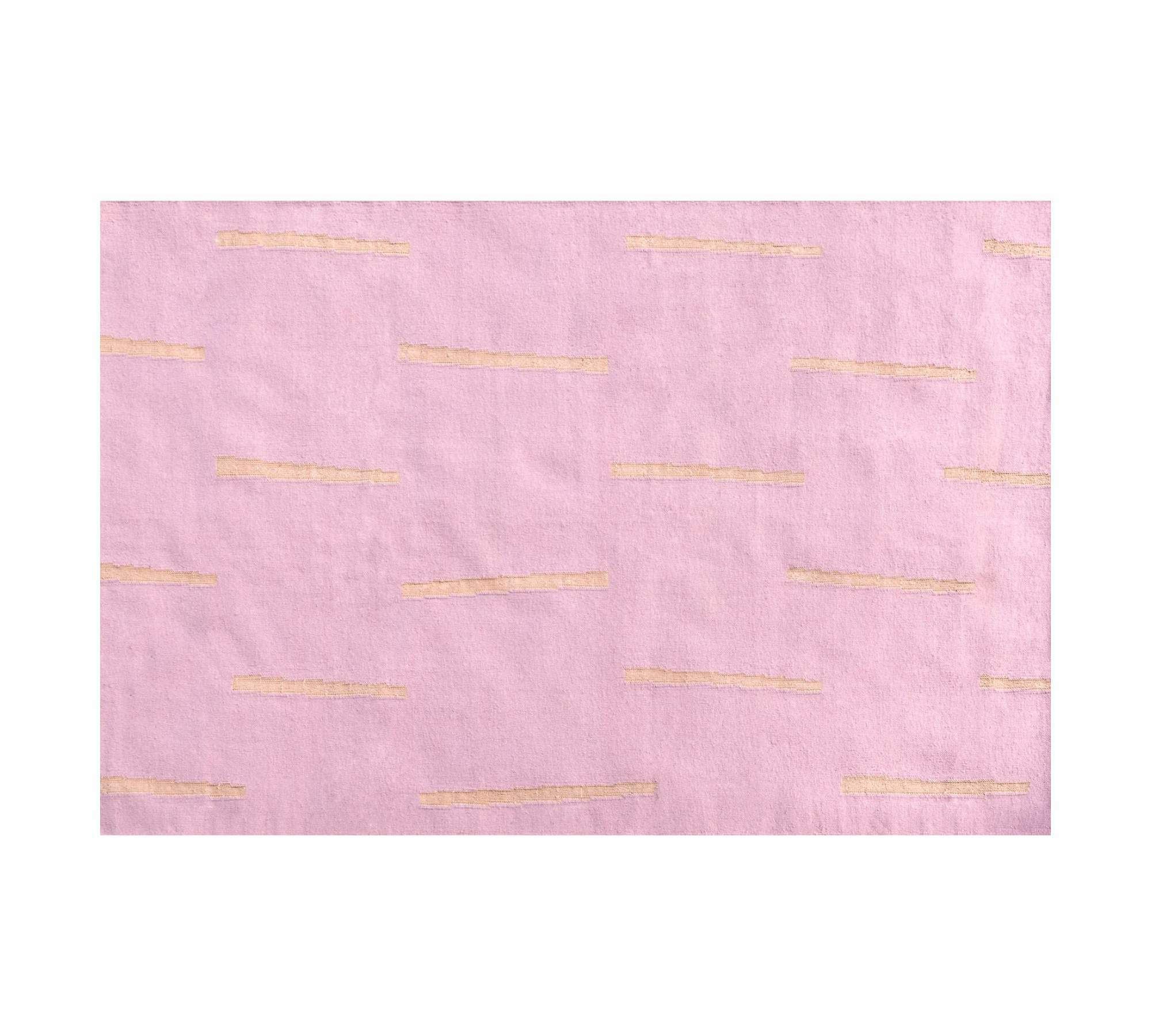 Woll-Kilim Teppich Streifen Rosa 230 x 300 cm 0