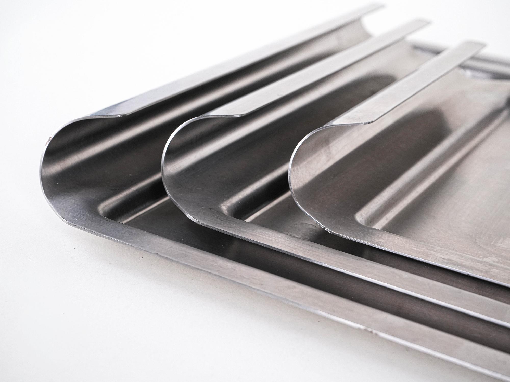 Set of 2 Stainless Steel Trays 1970s 5