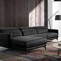 Sofa Chaise Lounge Left Leather Black 0