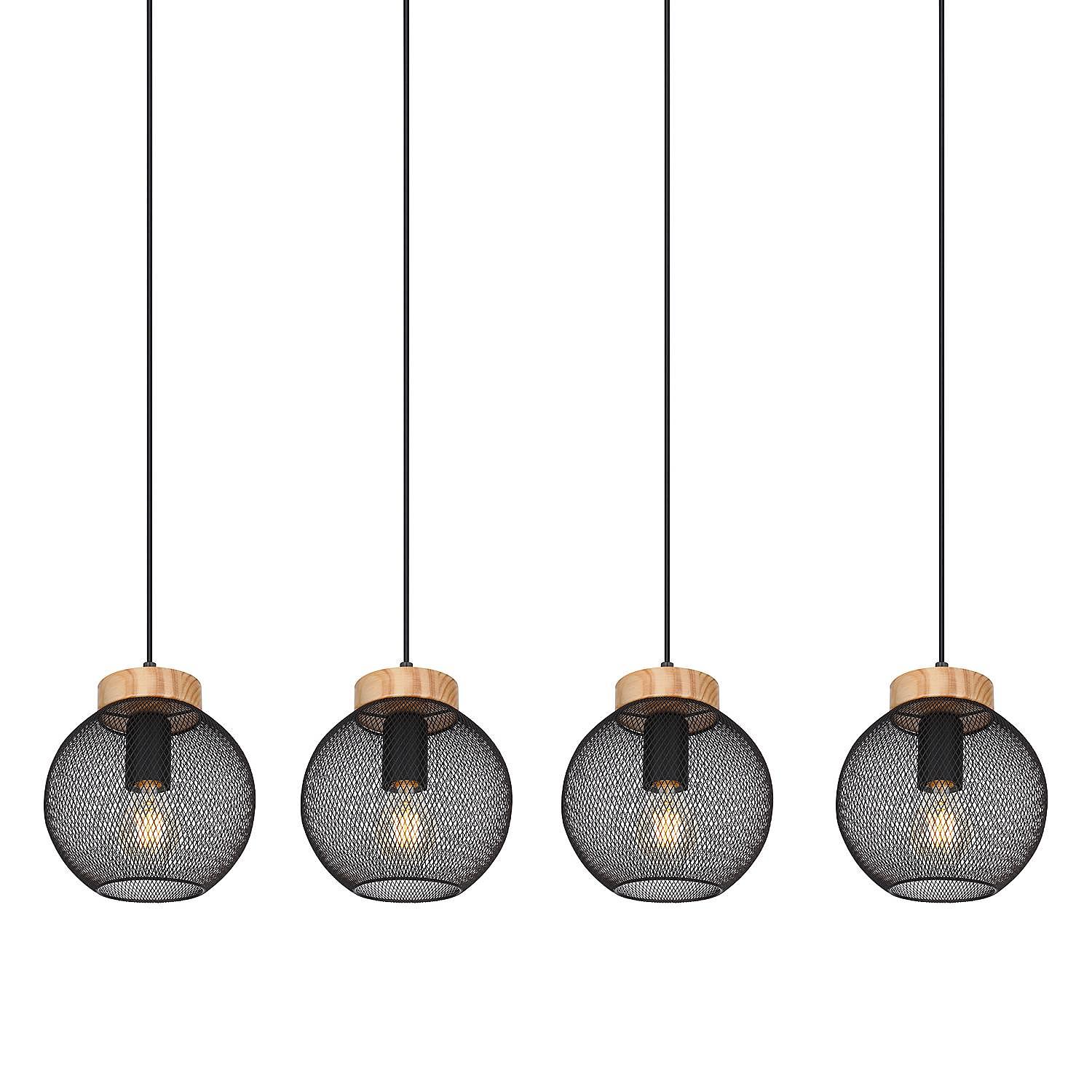 4-flame pendant light Pablo Ficus iron black 0