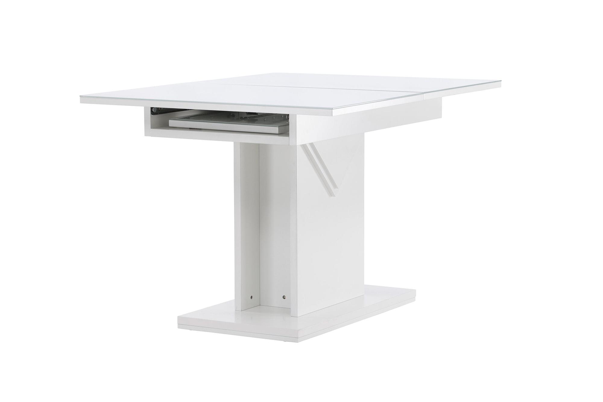 Pluto Dining table MDF/Glass White 120/160×90cm 4