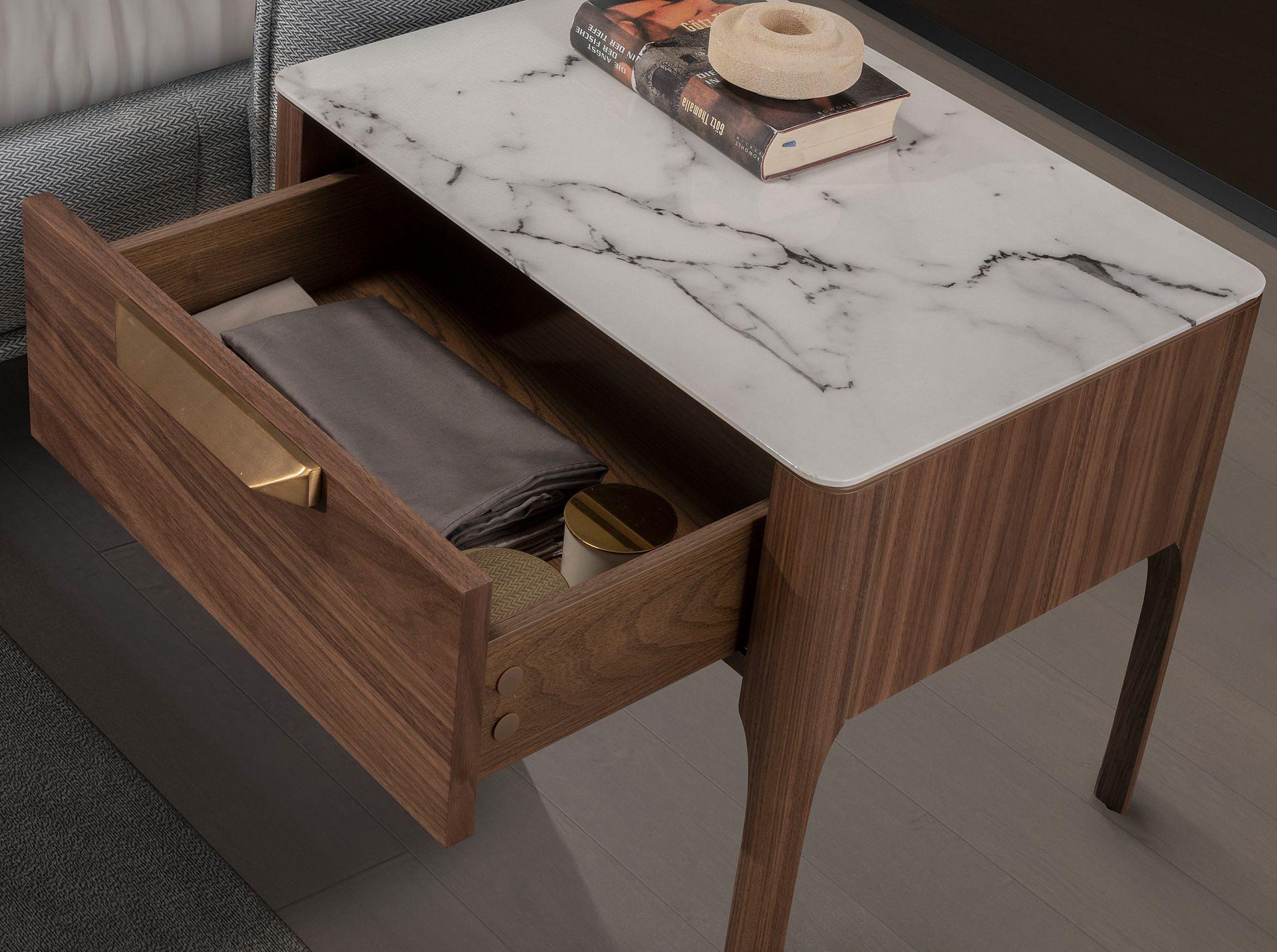 Beistelltisch in Marmoroptik Nussbaumfurnier 4