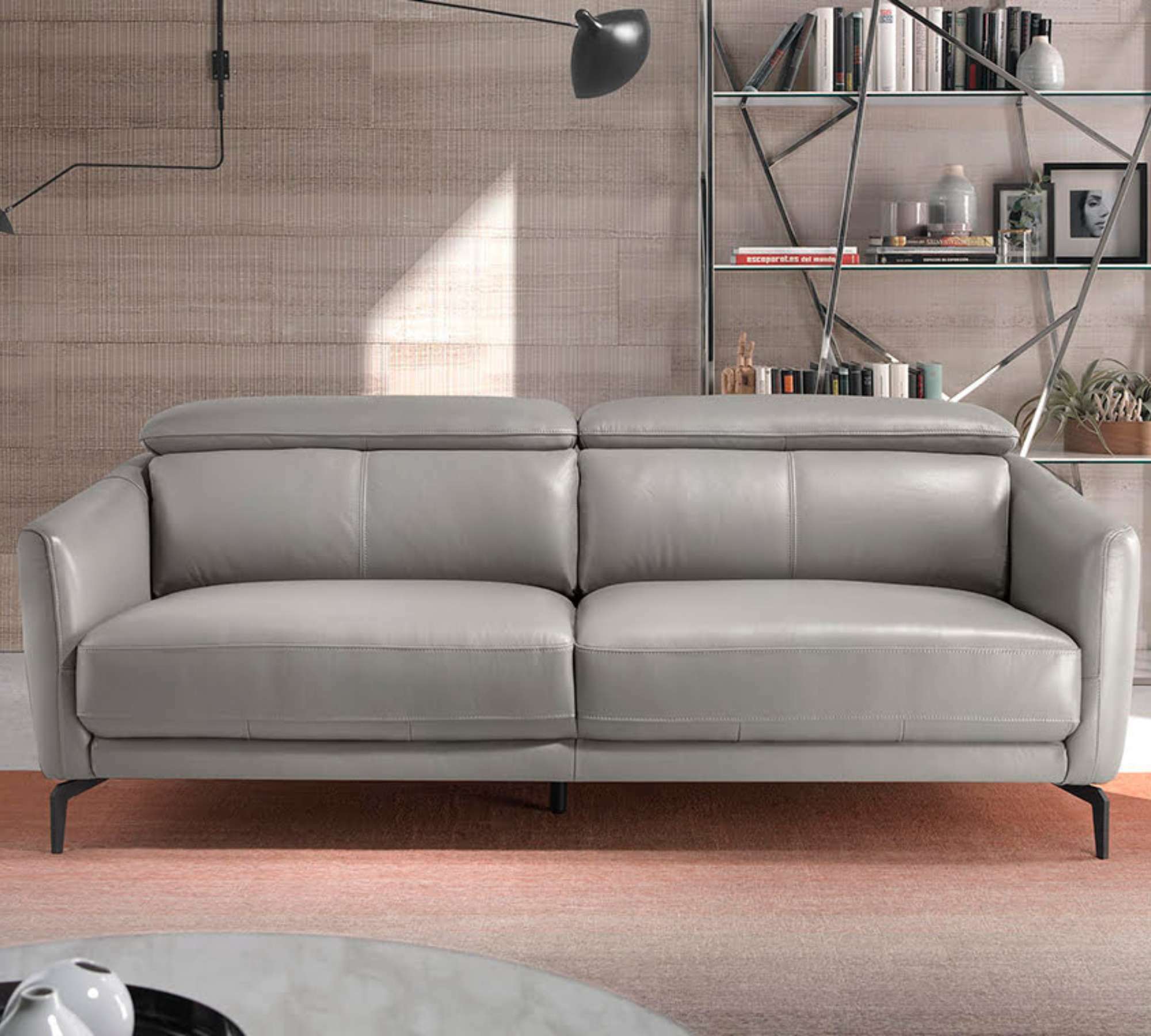 Sofa 3-Sitzer Leder Grau 0