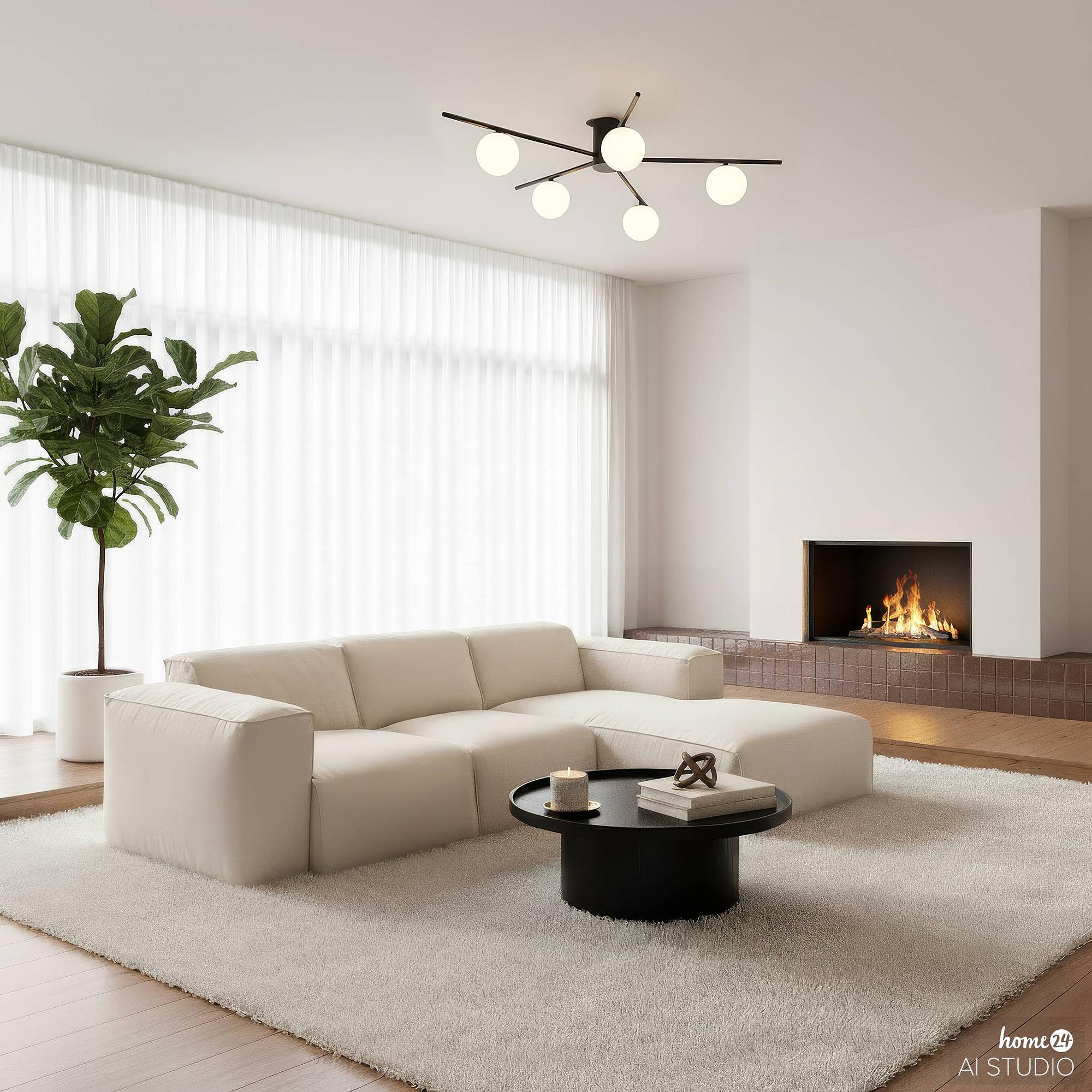 5-Light Rei Ceiling Lamp Iron Black 2