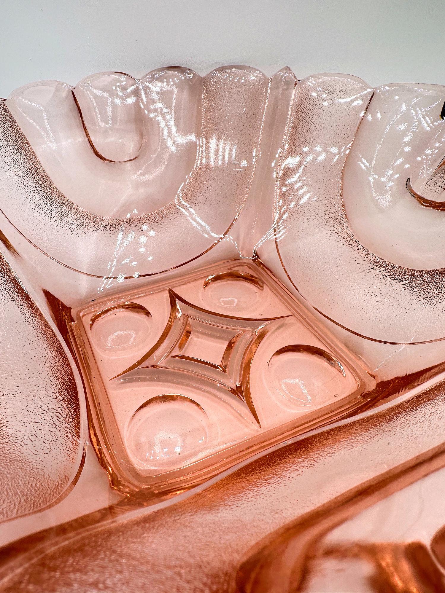 Vintage Art Deco Essex Bowl Glass Pink 1930s 4