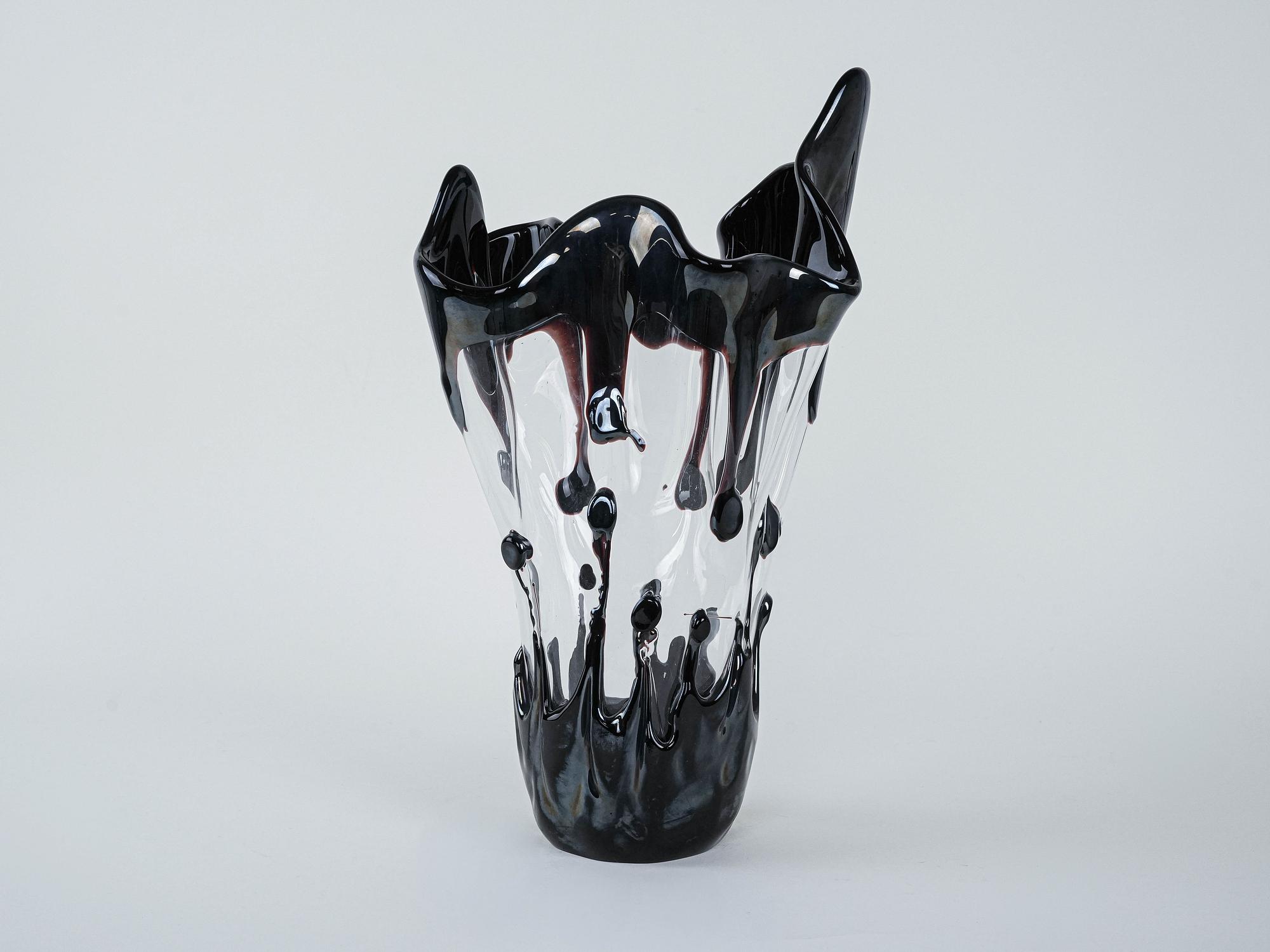 Murano glass vase black 1960s 2