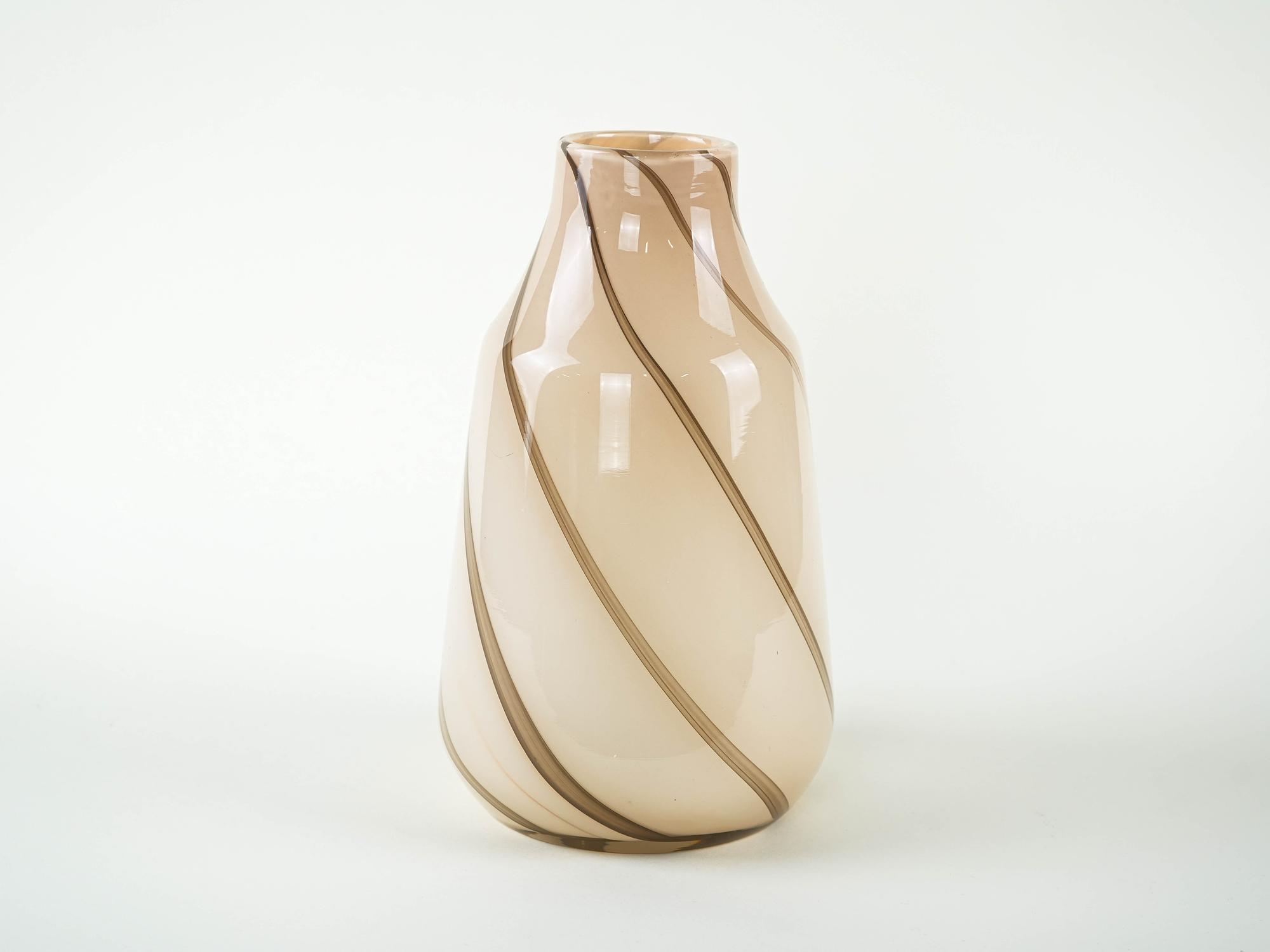 Glass Vase Beige 1970s 1