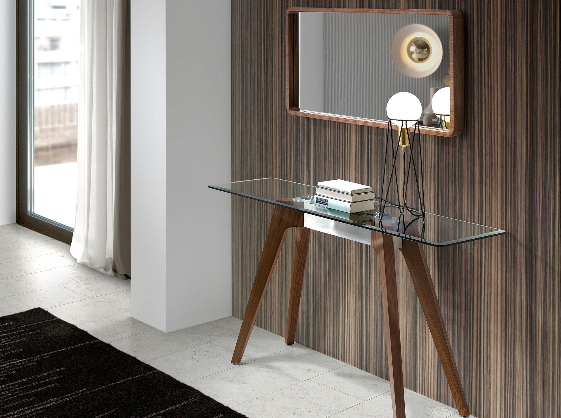 Wall mirror walnut veneer brown 7