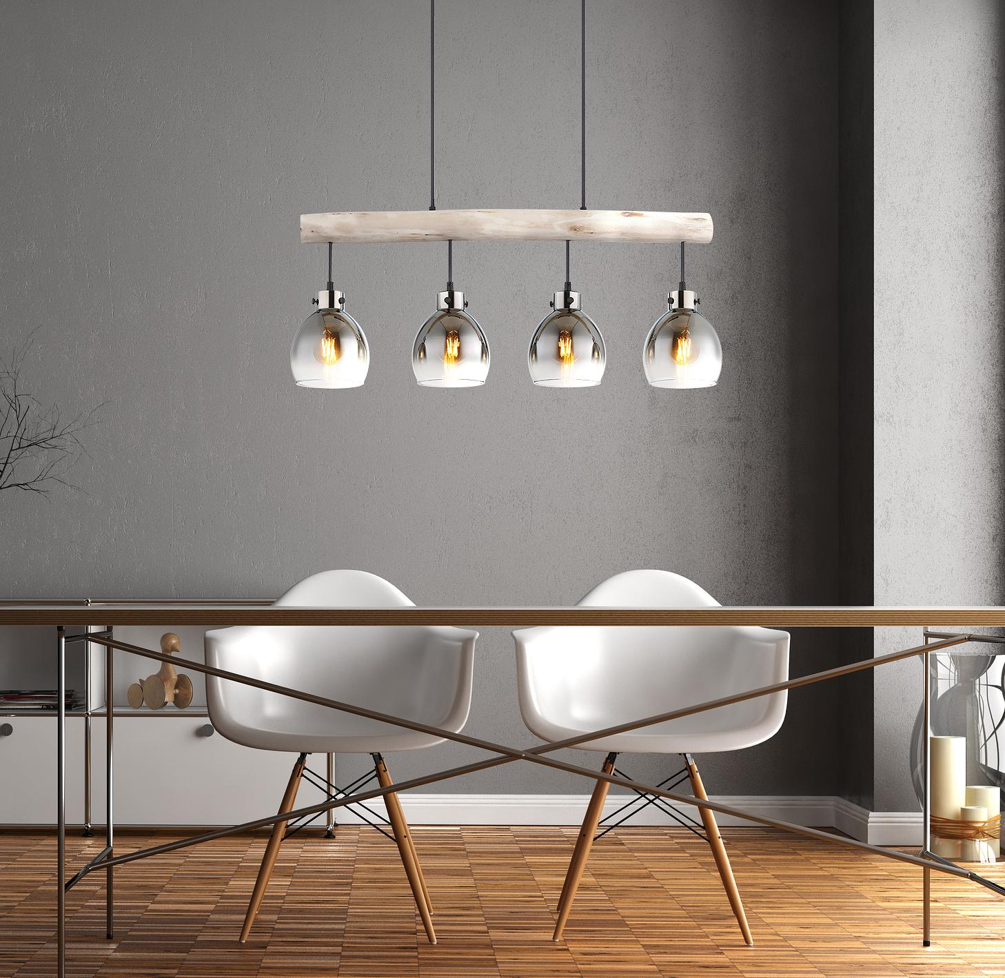 4-Burner Ryan Type A Pendant Lamp Smoked Glass Iron 2