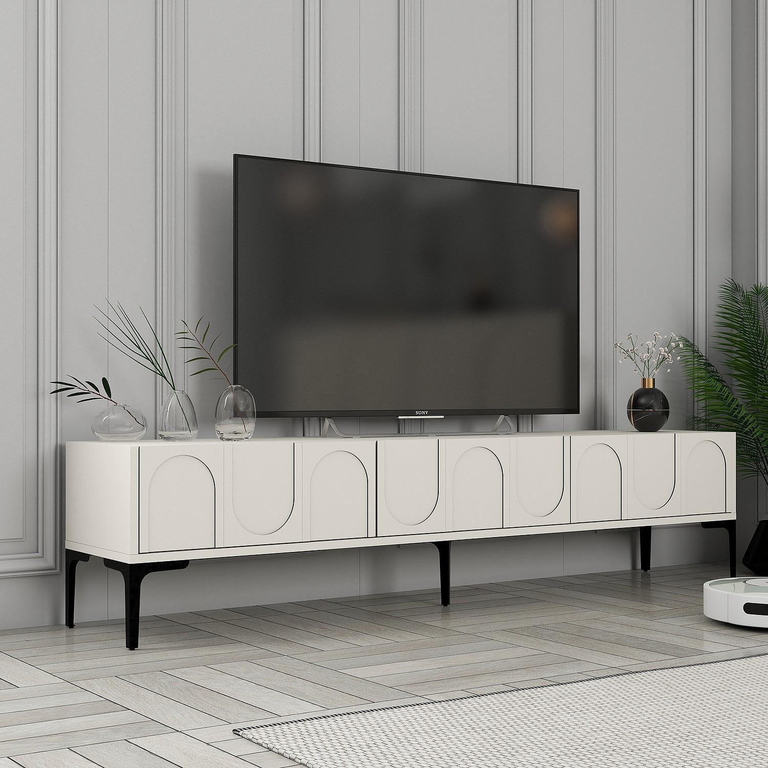 Lyon 42 TV cabinet wood veneer cream black 3