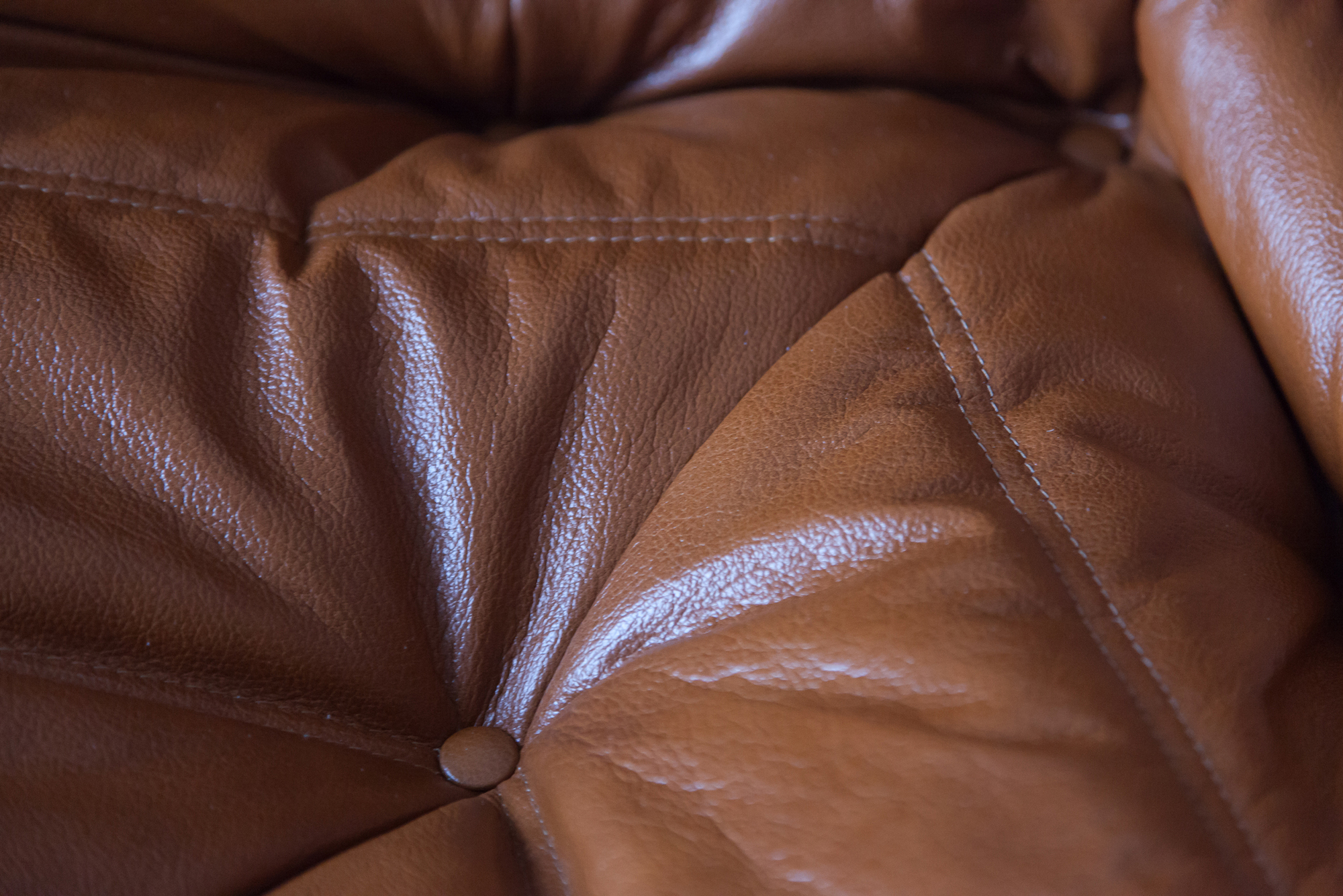 Togo Corner Sofa High Gloss Leather Whisky Brown 7