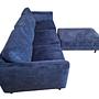 3-Sitzer Sofa mit Hocker Blau 1