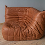 Togo Corner Sofa Pull-Up Leather Peach Brown 1