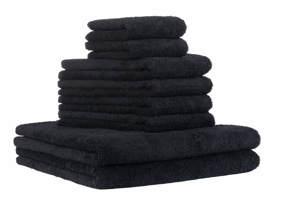 8-tlg. Frottier Handtuch-Set Schwarz Öko-Tex Standard 100 0