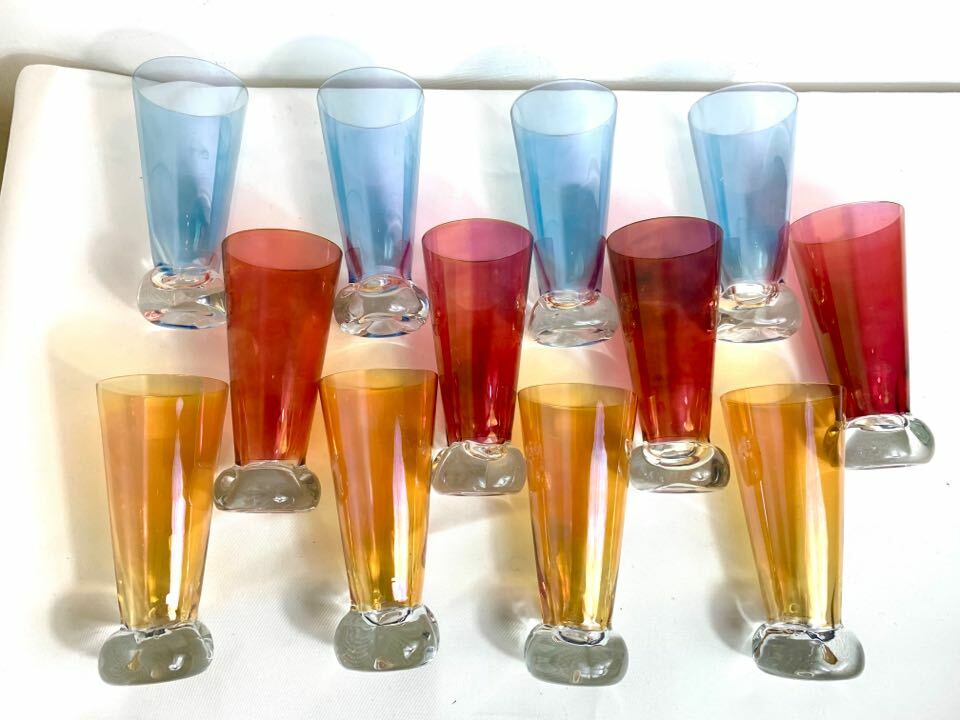12x Vintage Glas Kristallglas Mehrfarbig 2
