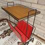 Zeitschriften-Trolley Metall Holz Rot 2