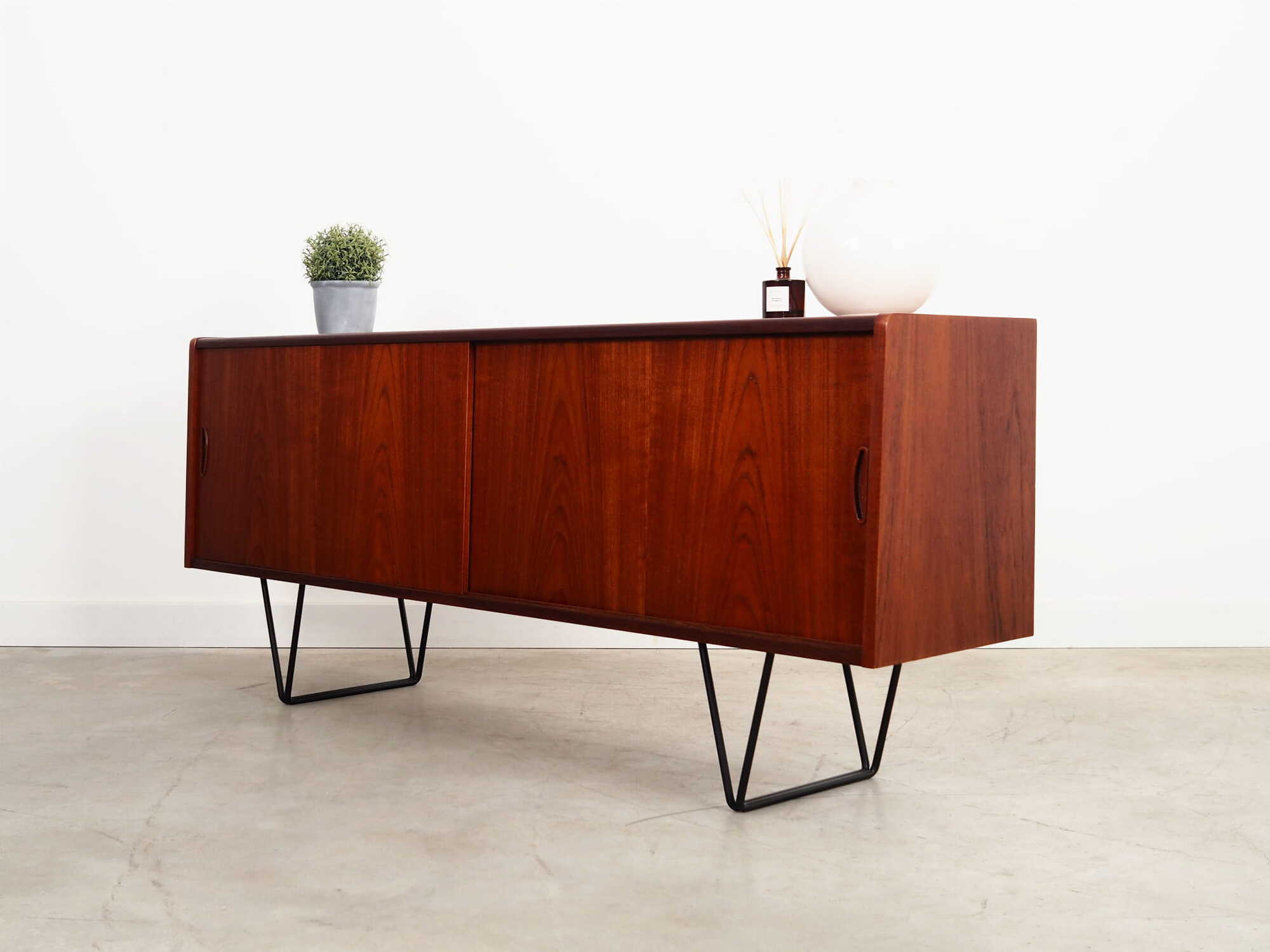 Vintage Sideboard Teakholz Metall Braun 1970er Jahre 3